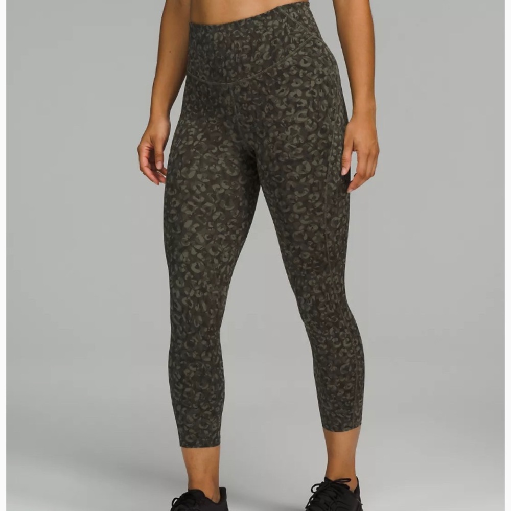 Lululemon green cheetah like design.